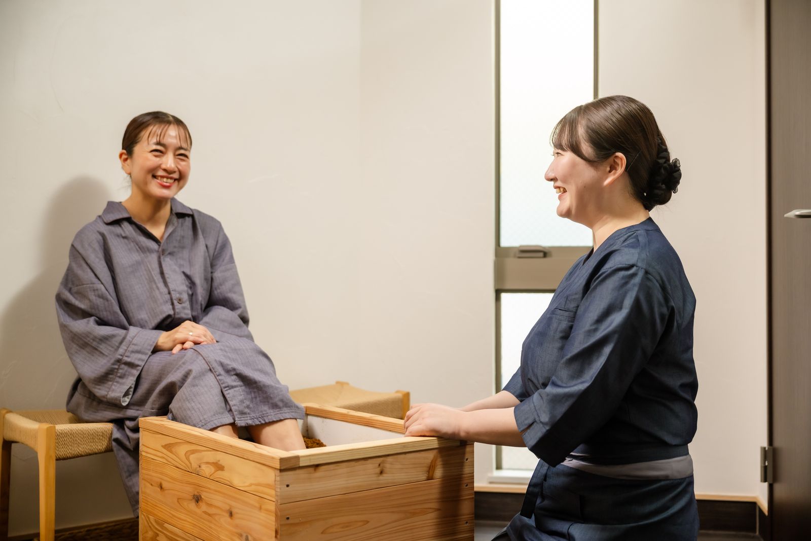 ぽか足人間を体験して笑顔のお客様